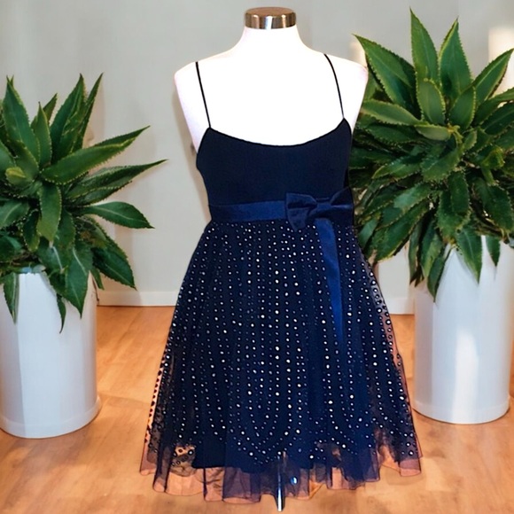 Love Tease Navy Blue Shimmering Silver Tulle Dress - Picture 12 of 14